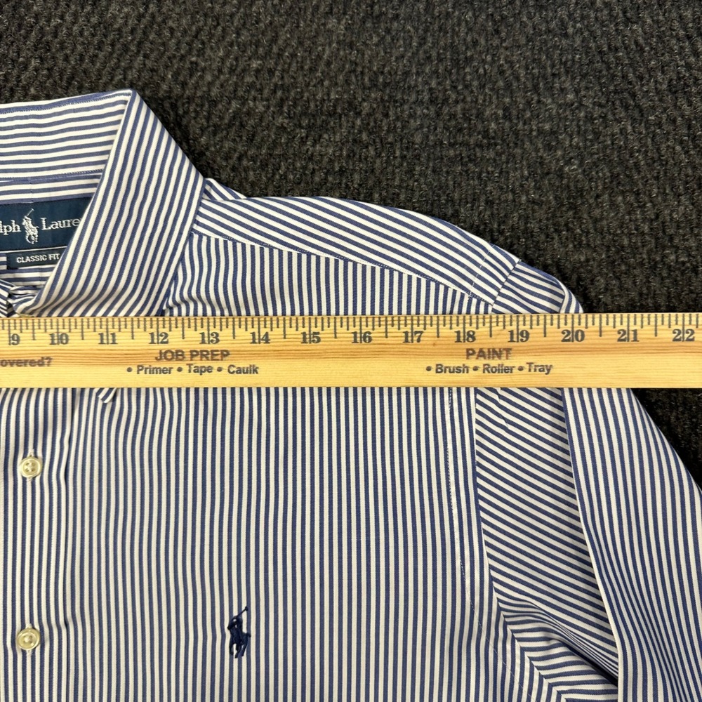 Polo Ralph Lauren Oxford Dress Shirt Men 16.5 32/33 Classic Fit Blue Striped - Picture 9 of 13